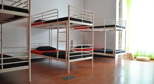 Bunk beds inside a hostel in South India